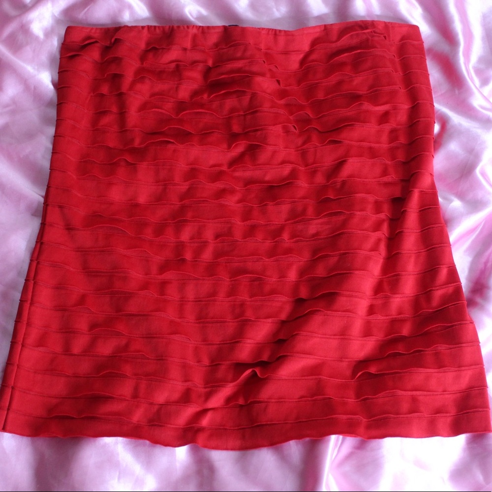 Red Ruffle Tube Top